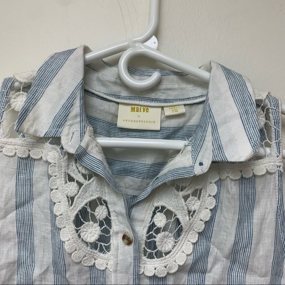 NWT Maeve Edinboro Sleeveless Linen Buttondown Top - Picture 2 of 13
